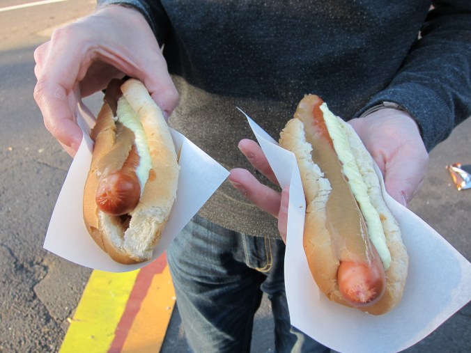 Two of the world famous hotdogs