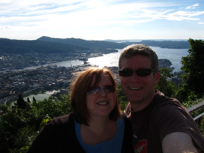 Us at the top of Fløyen mountain