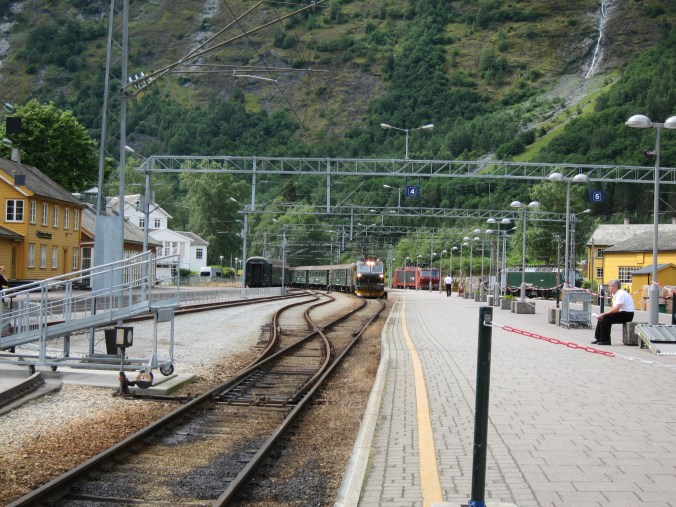 Our train arriving at Flam