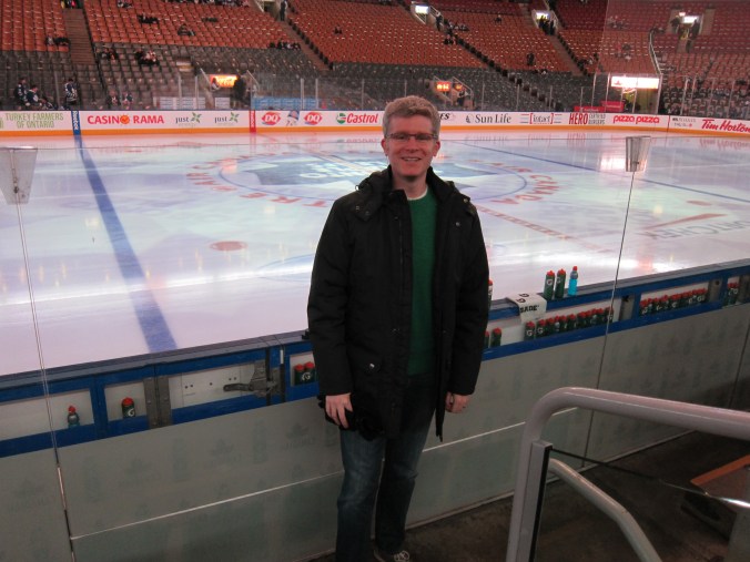 Me behind the Leafs bench