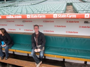 In the dugout at Wrigley