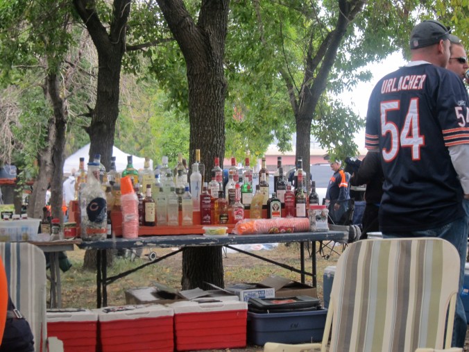 Well stocked bar for a tailgate