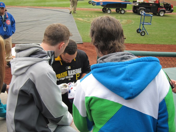 Russell Martin signing an Expos cap