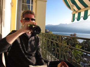 Drinking wine in Montreux