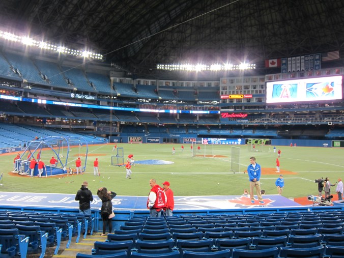 Taking in Angels batting practice