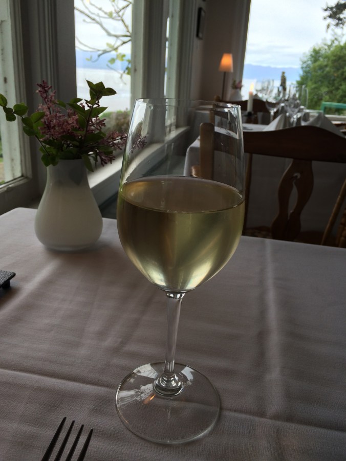 BC wine with dinner at Sooke Harbour House