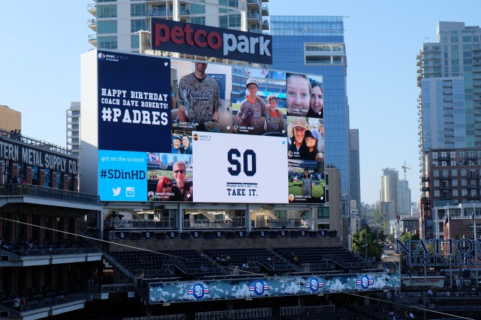 Us on the scoreboard at Petco