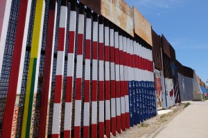 Art decorating the border fence
