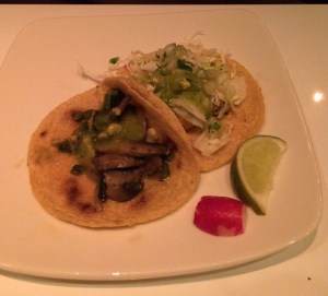 Baja fish and rajas poblano tacos at Don Chido