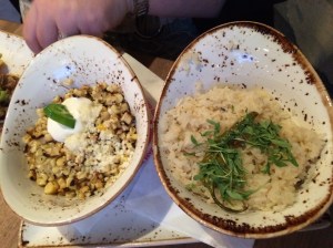 Roasted corn and rice at Puesto