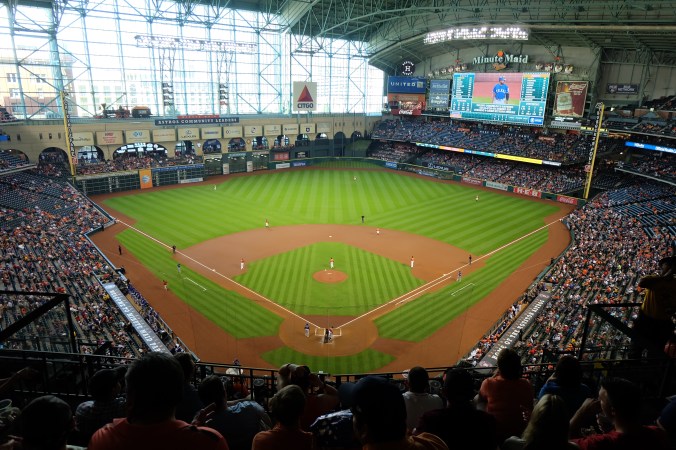 Getting ready for first pitch in Houston