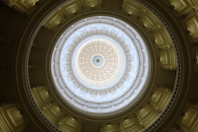 Inside the dome of the Texas state capitol building