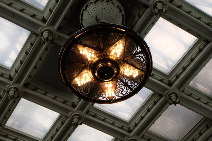 Brass chandelier in Senate chamers