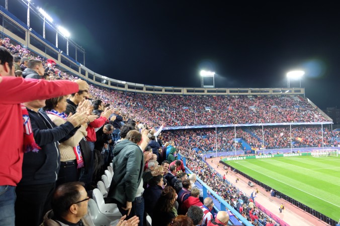 Crowd celebrating Atletico Madrid second goal