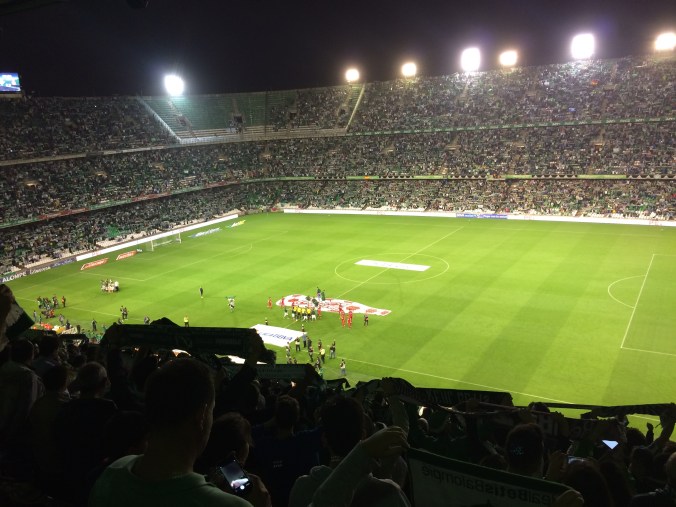 The teams take the field in Seville