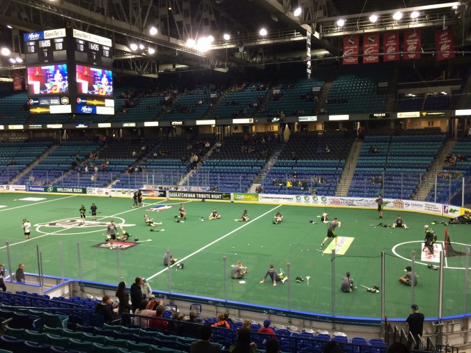Saskatchewan Rush warm-up