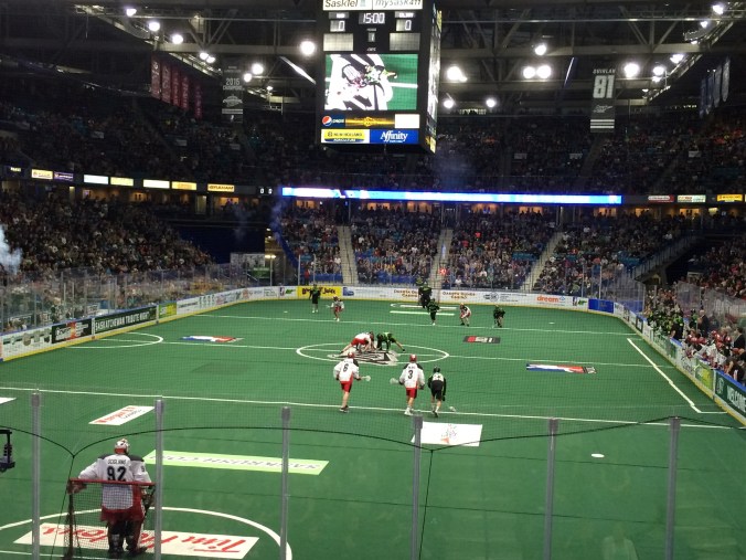 Opening faceoff at Rush game
