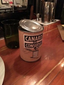 Duck in a can at Au Pied de Cochon
