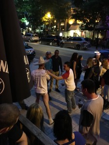 Bachelor party outside Bar L'Inox