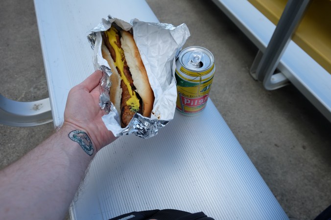 Stadium food and a pilsner