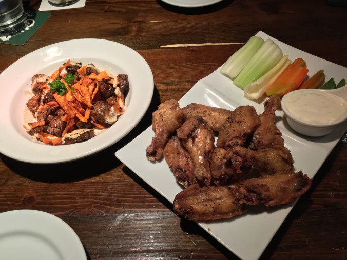 Sirloin bites and chicken wings