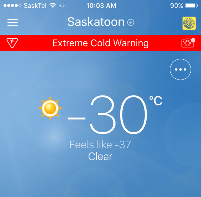 First -30C day in Saskatoon