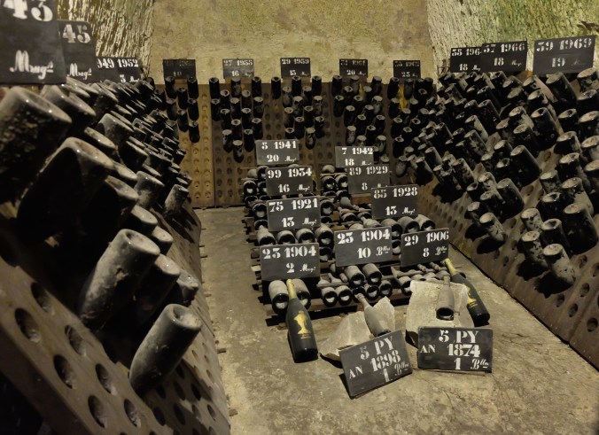 Collection of vintages at Pommery