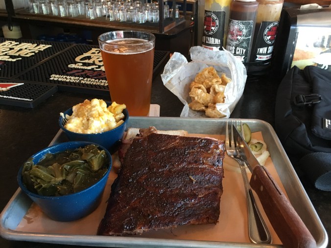 Ribs and beer at Twin Smokers BBQ