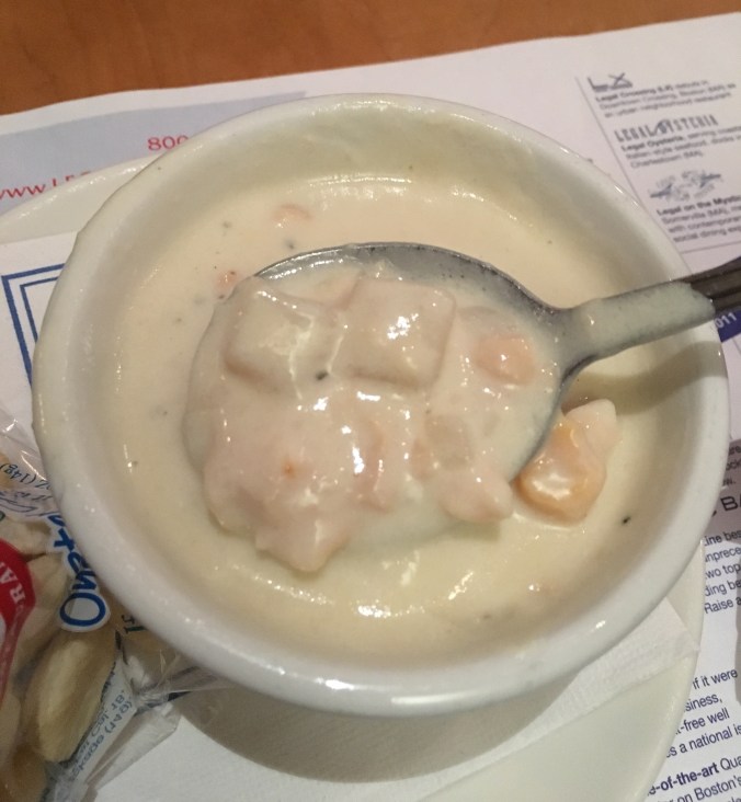 Clam chowder at Legal Seafood