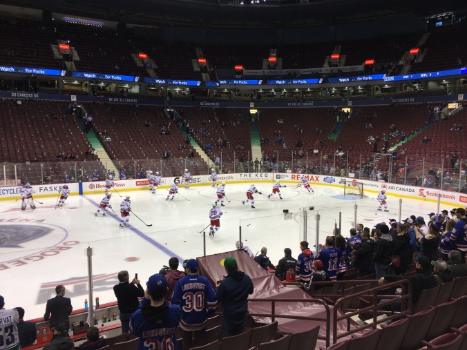 Warmup pre-game in Vancouver