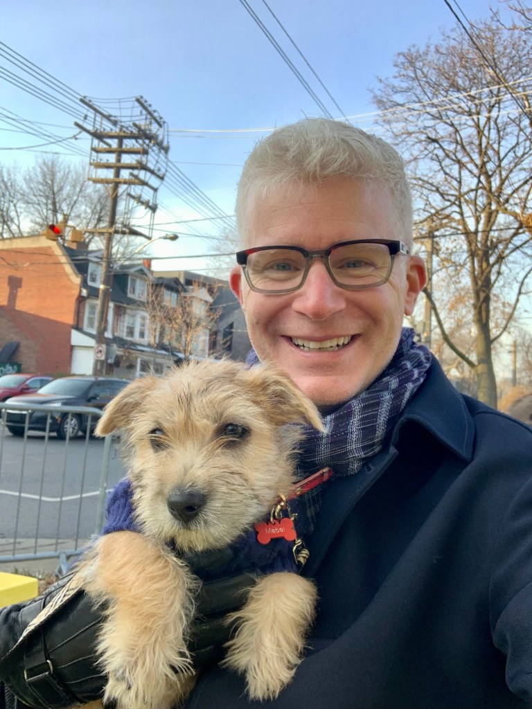 Me with my sister's dog, Mabel, in Toronto