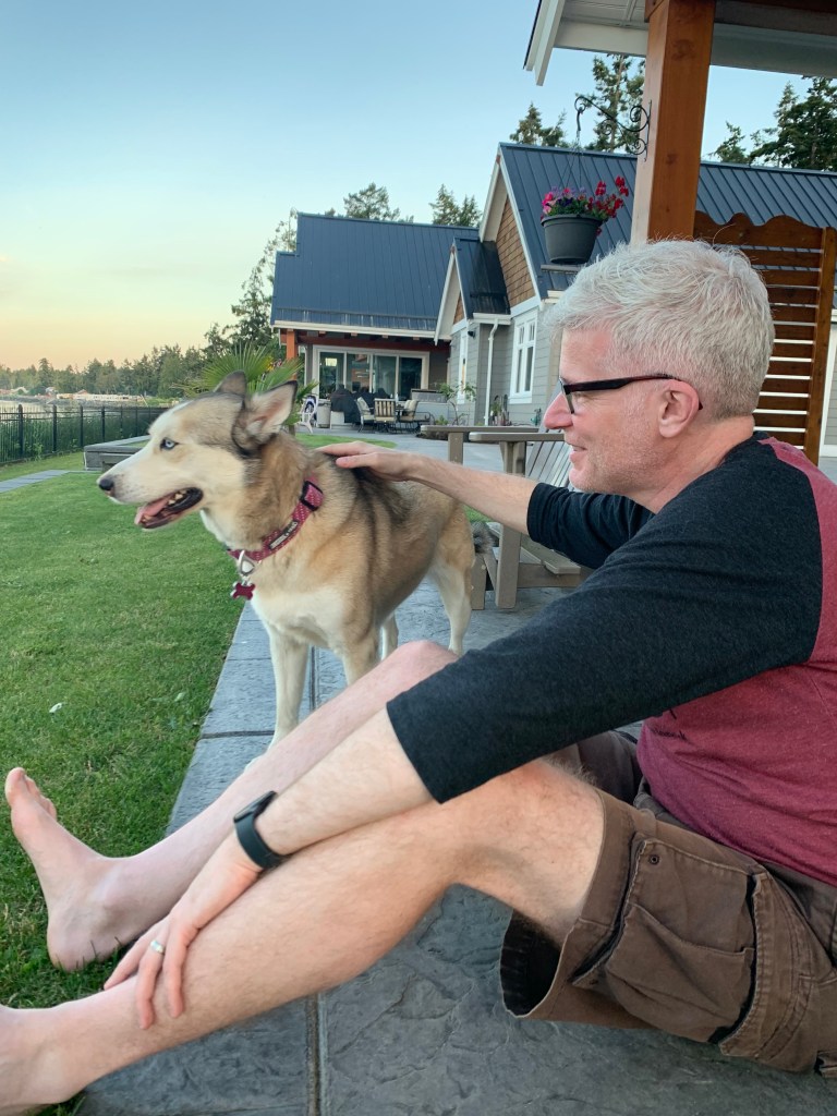 Me with a dog on vacation