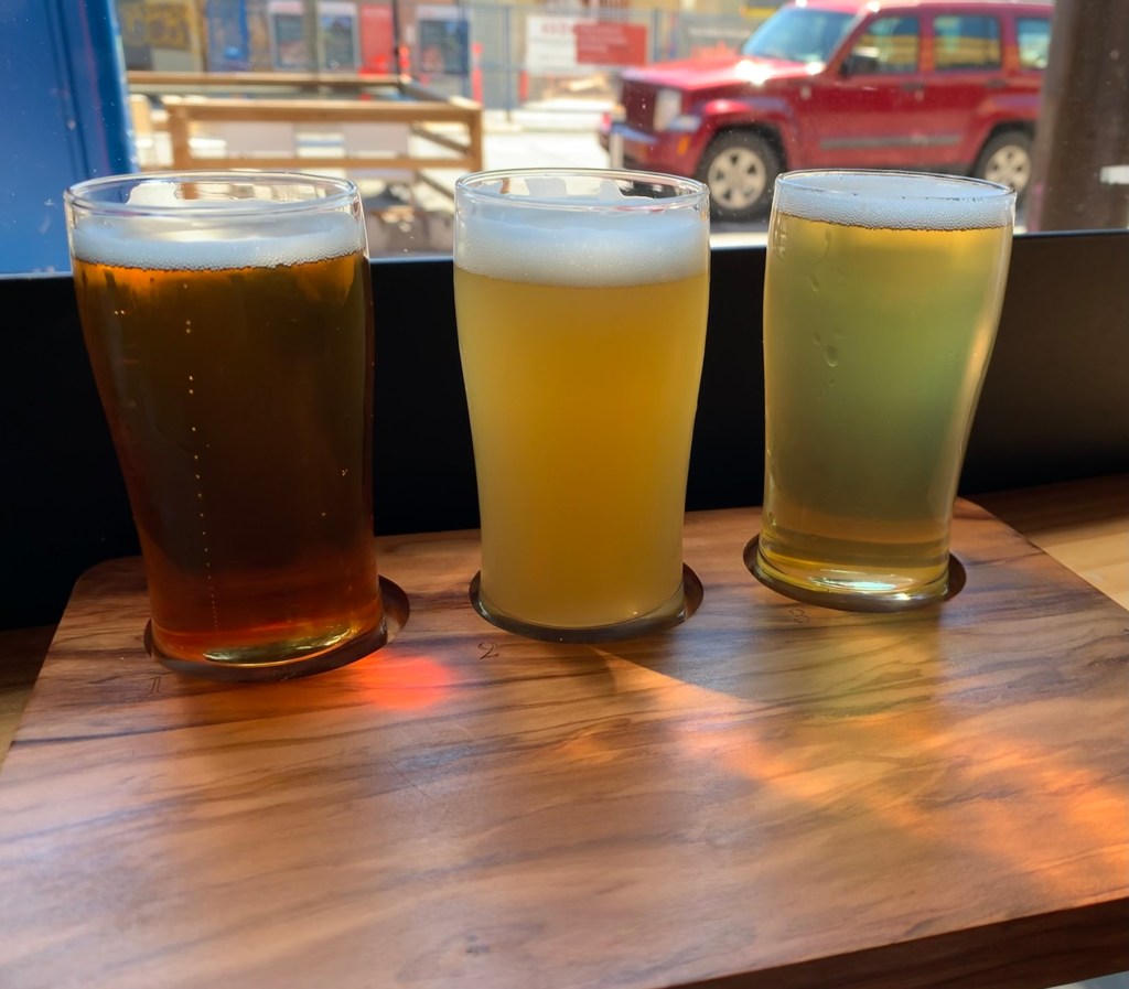 Beer sampling at Refuge Tap Room in Victoria, BC