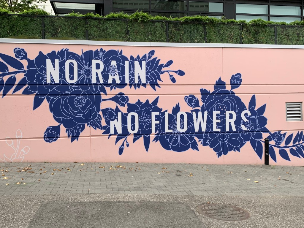 "No Rain No Flowers"; Mural in Mount Pleasant neighbourhood; Vancouver BC