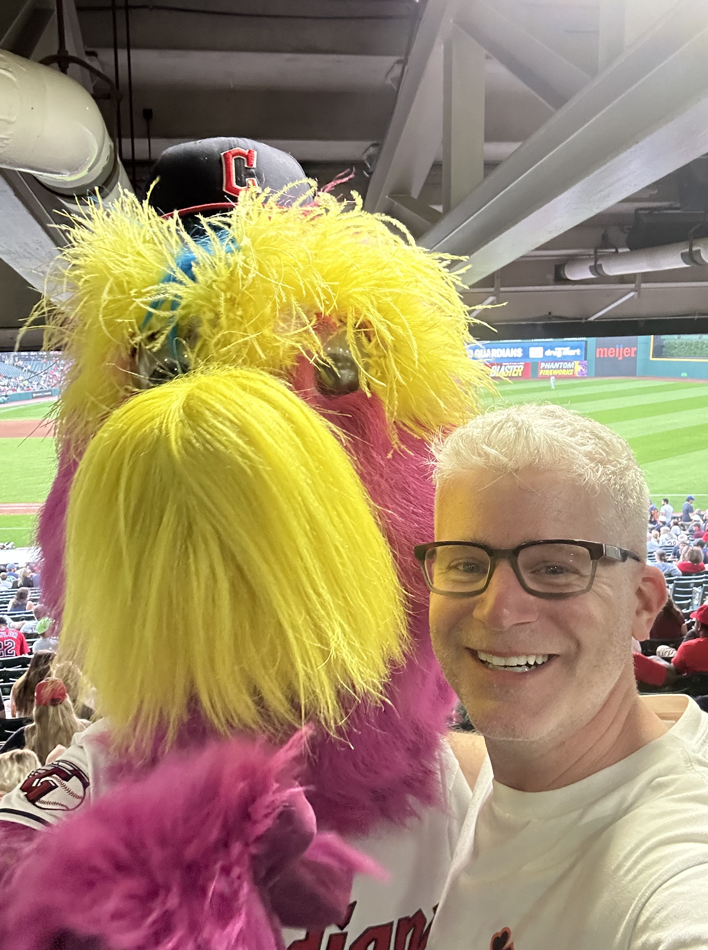 With Slider, the mascot of the Cleveland Guardians