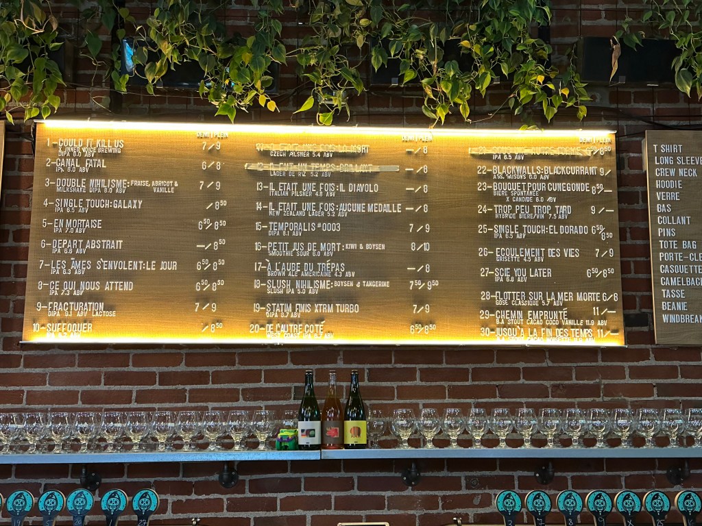 Beer sampling at Messorem in Montreal