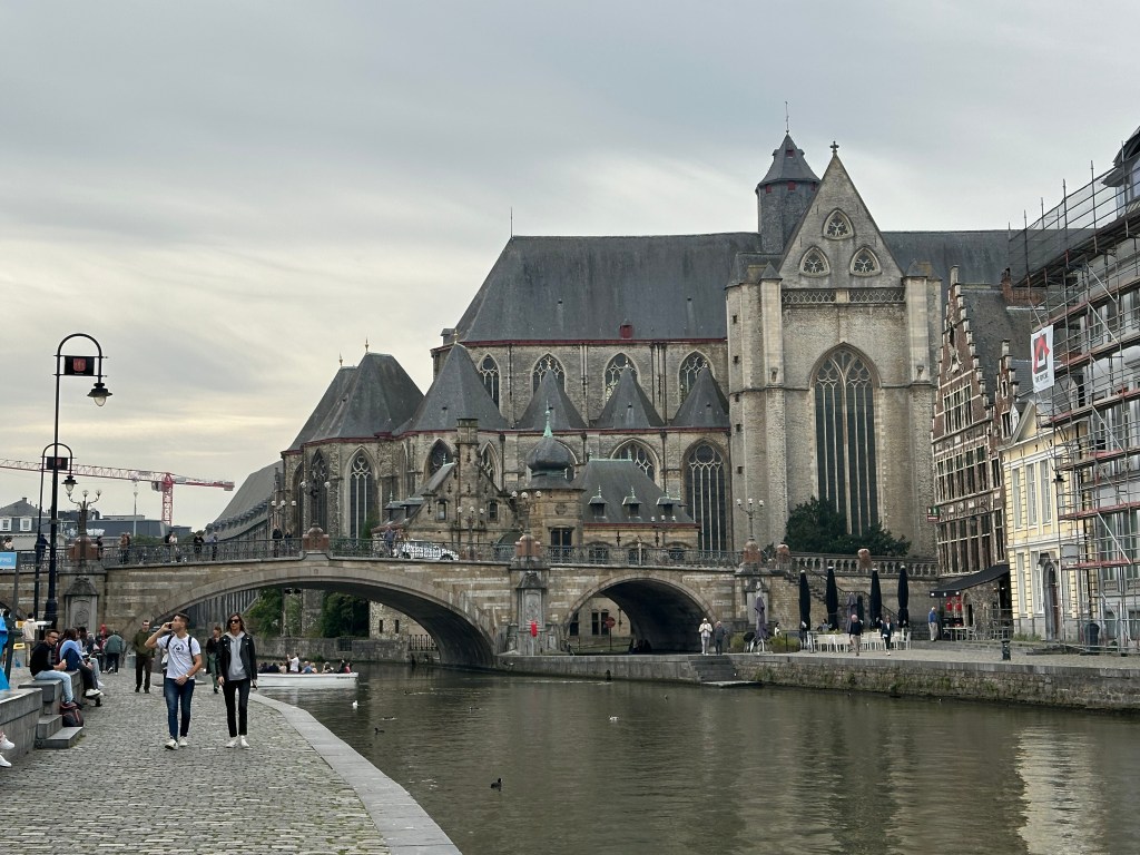 Along the Leie river in Ghent