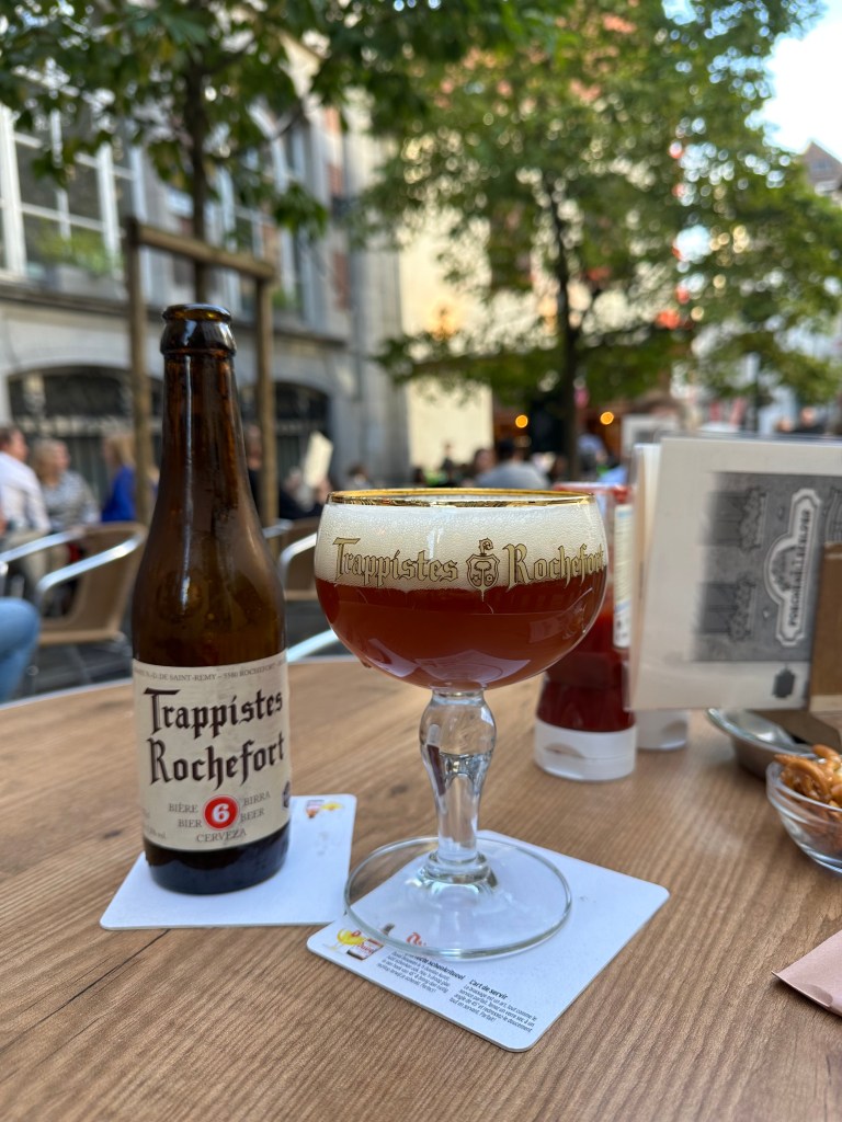 Enjoying a beer at Poechenellekelder in Brussels