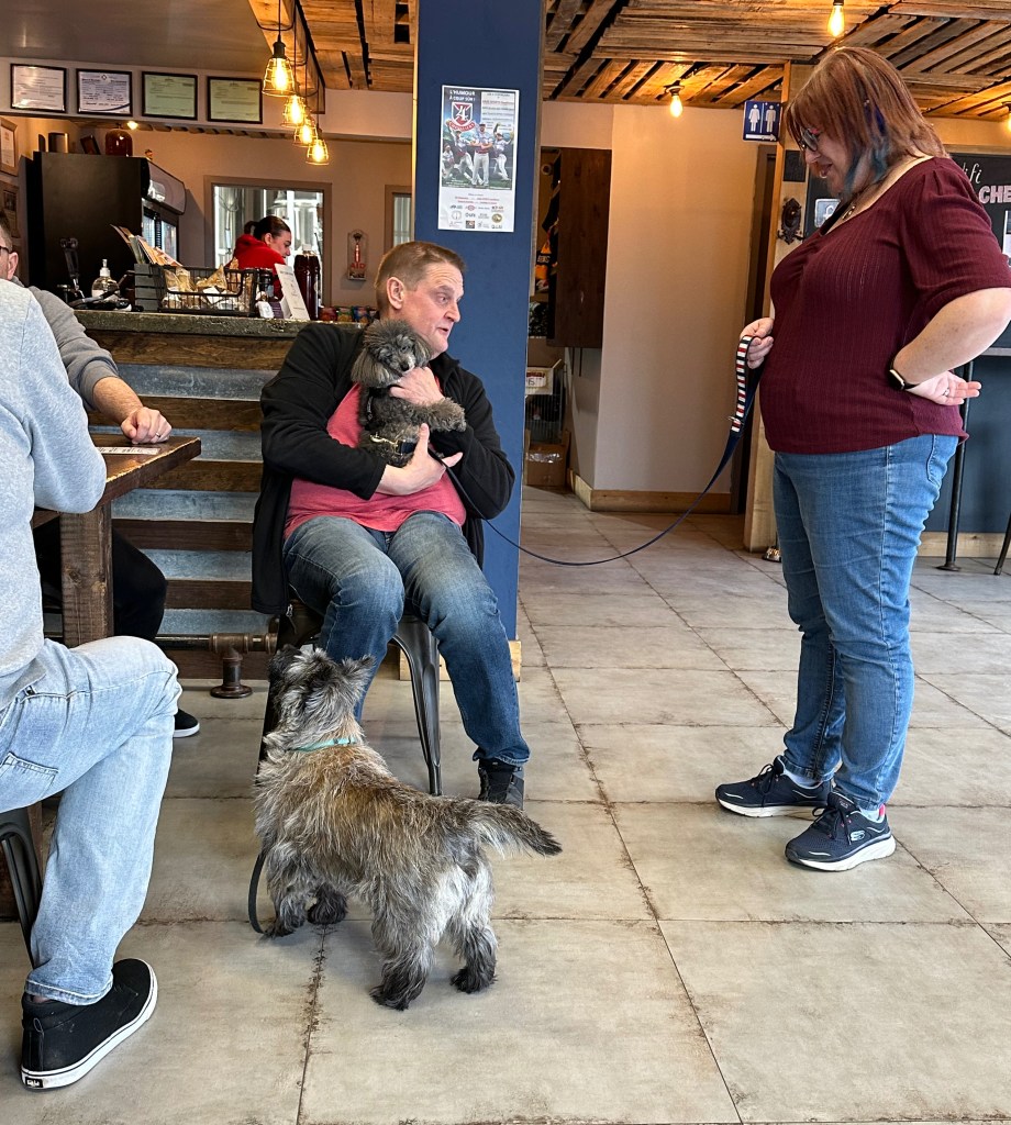 My wife and our inherited dog in Bathurst, NB