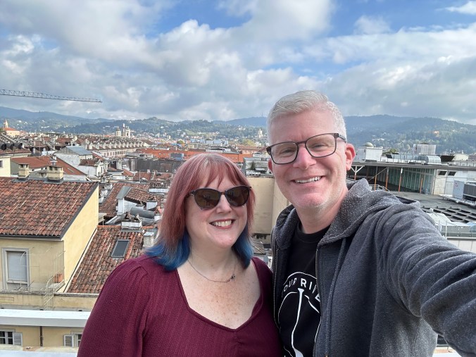 On our lovely patio in Turin, Italy