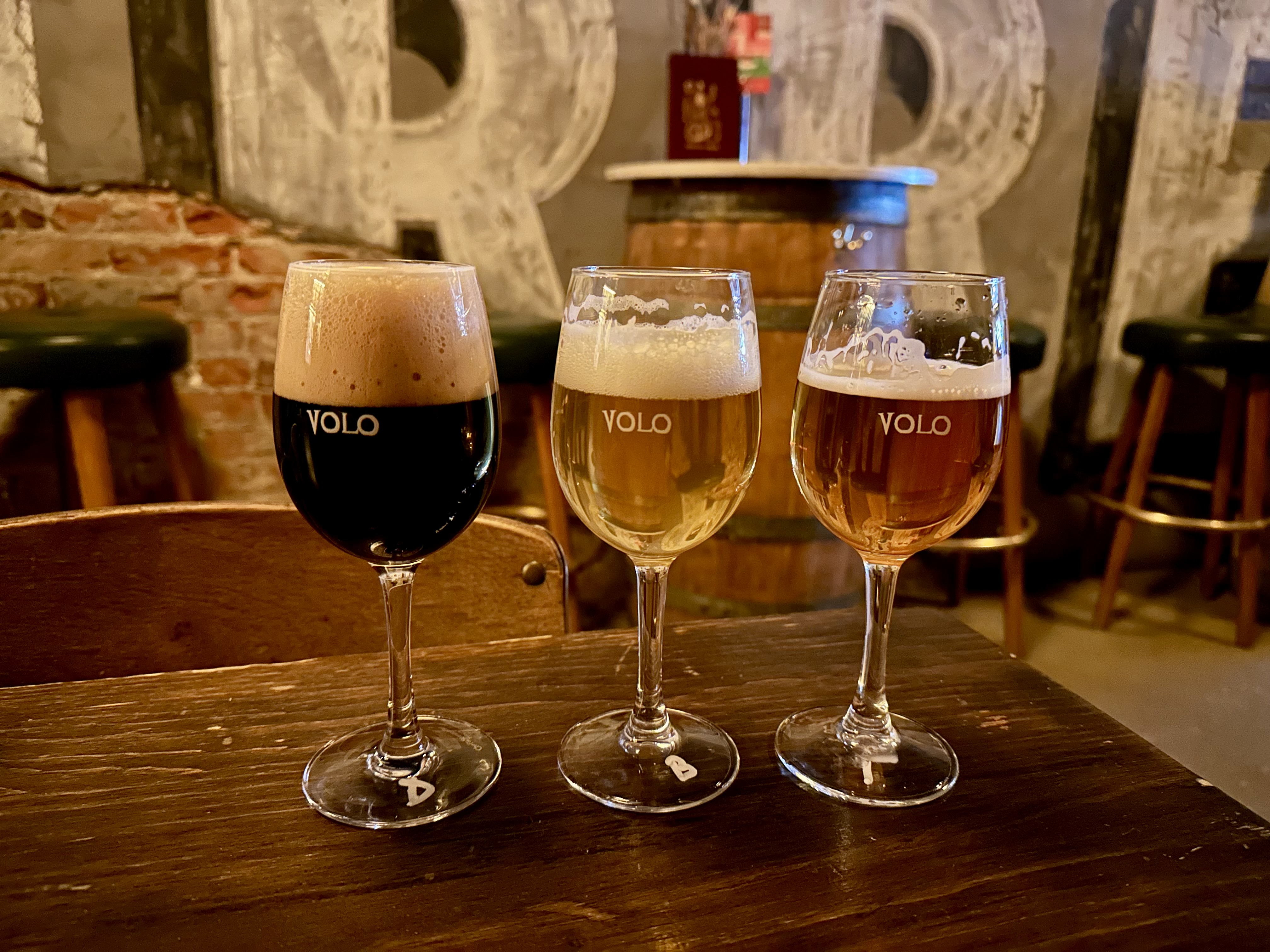 Beer tasting at Birreria Volo in Toronto