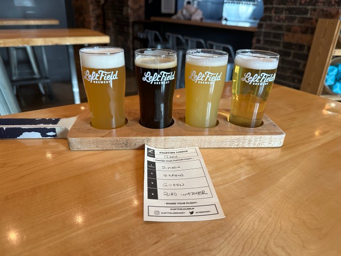 Beer sampling at Left Field Brewery in Toronto