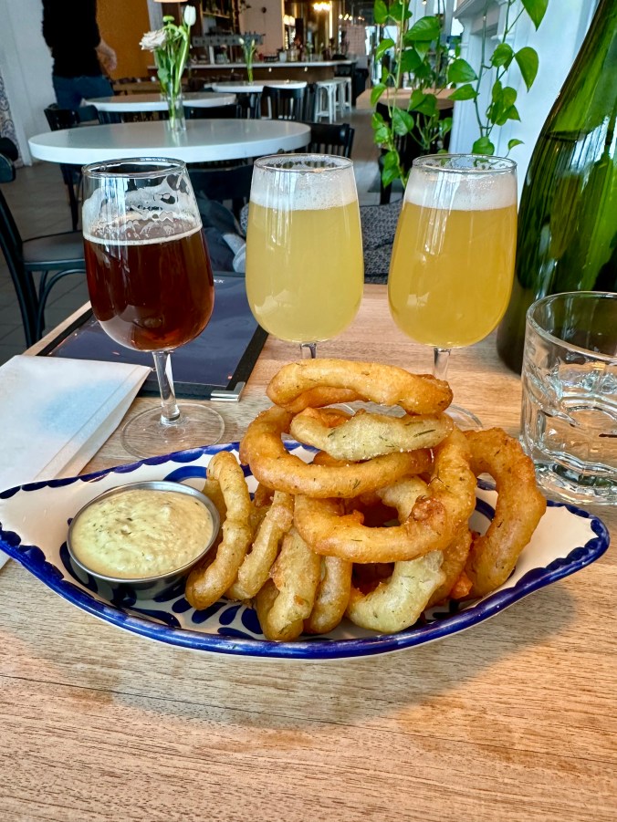 Beer sampling over lunch at Burdock Brewery