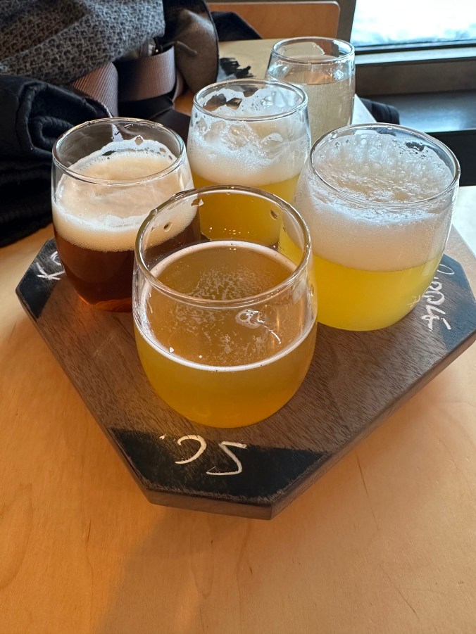 Beer sampling at Halo Brewery in Toronto
