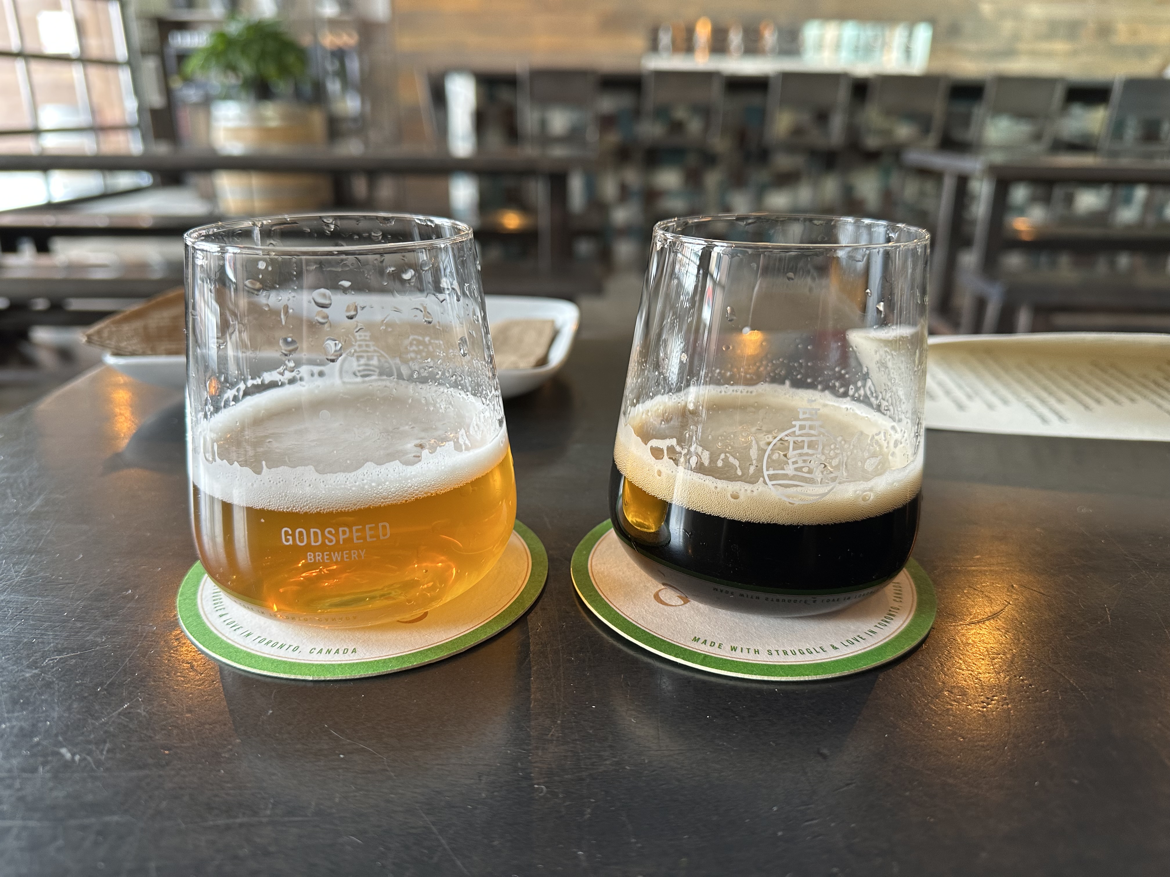 Beer tasting at Godspeed Brewery in Toronto, ON