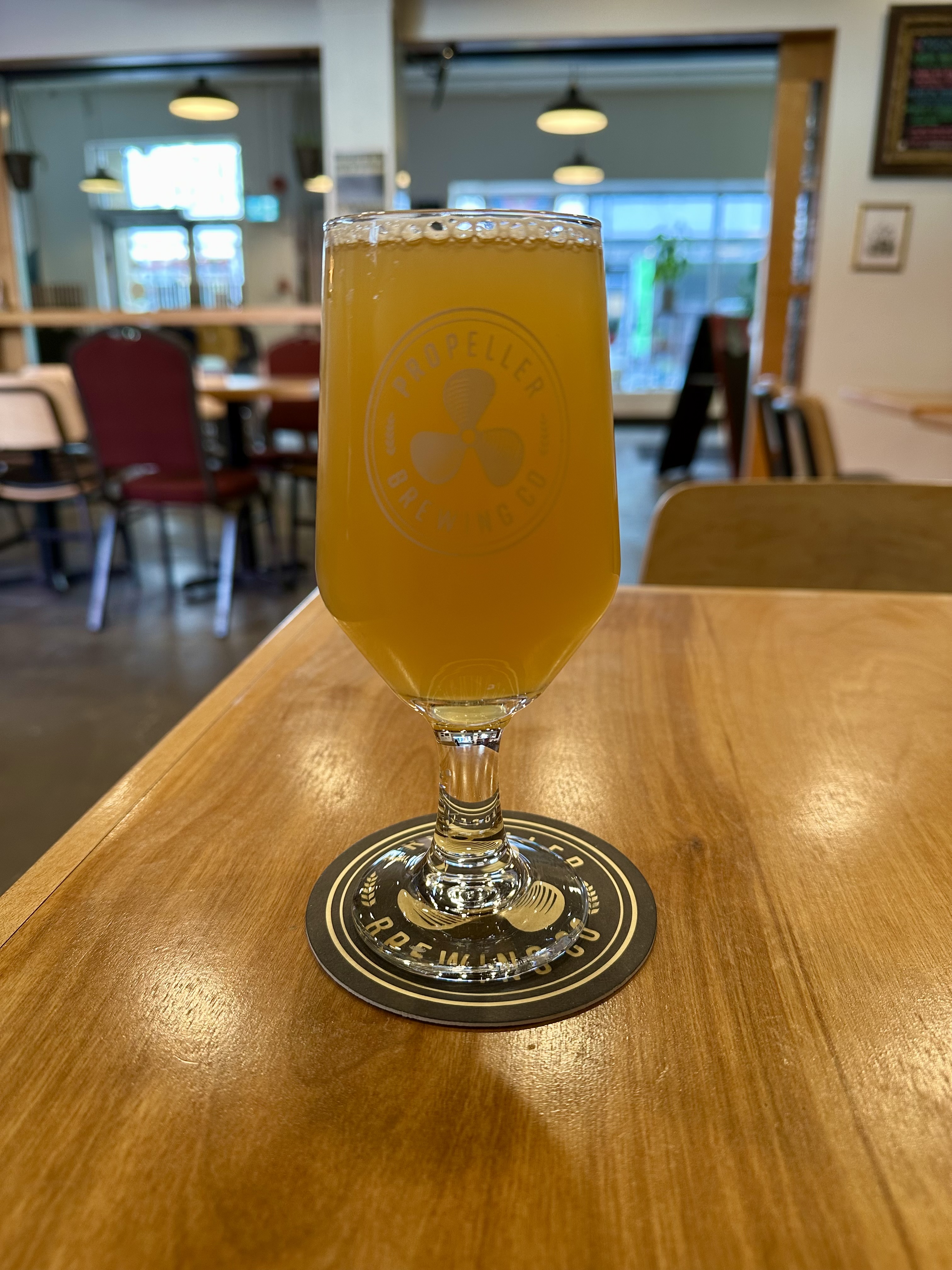 Enjoying a pint at Propeller Brewery in Halifax, NS