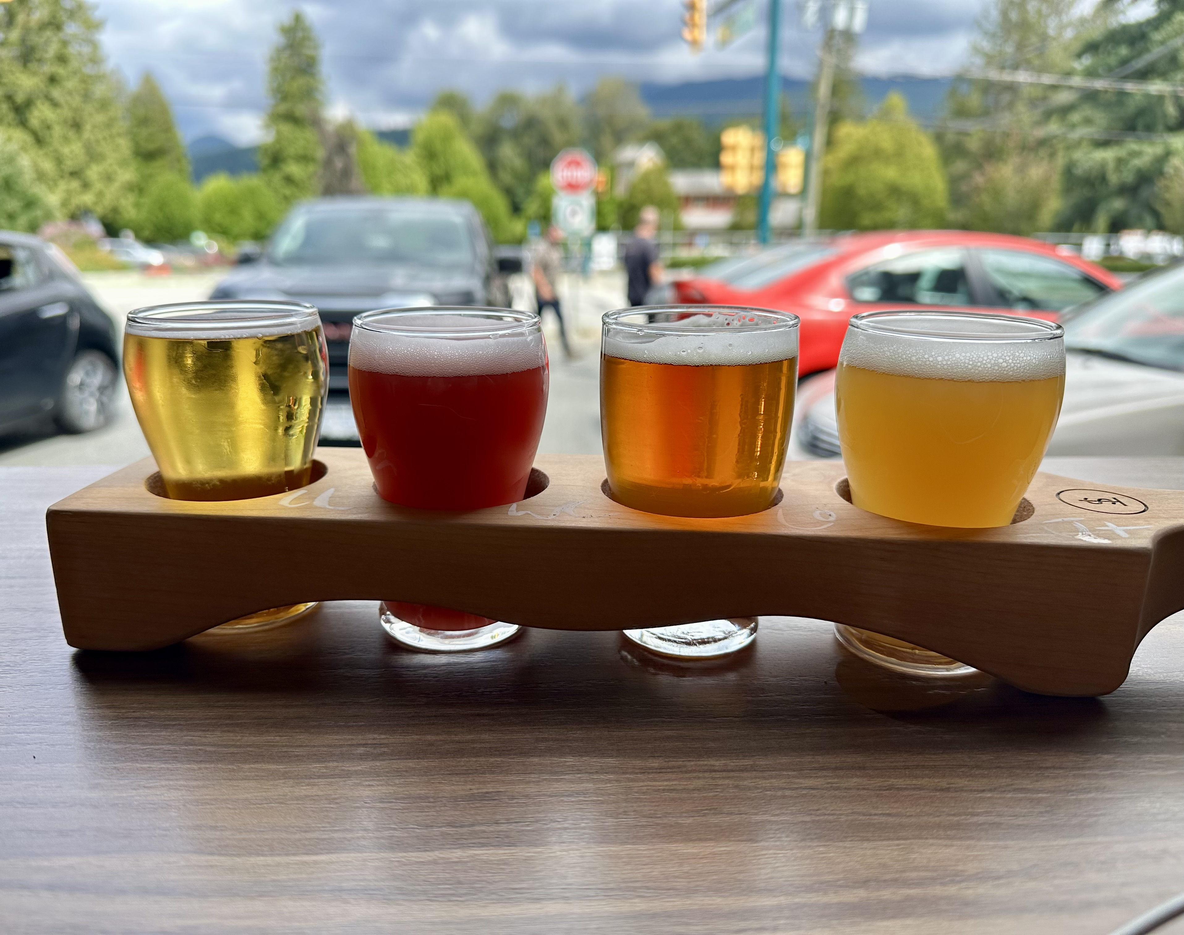 Beer tasting at Twin Sails in Port Moody, BC