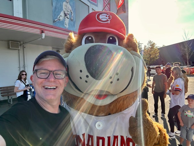 Meeting the Vancouver Canadians mascot, Bob Brown Bear