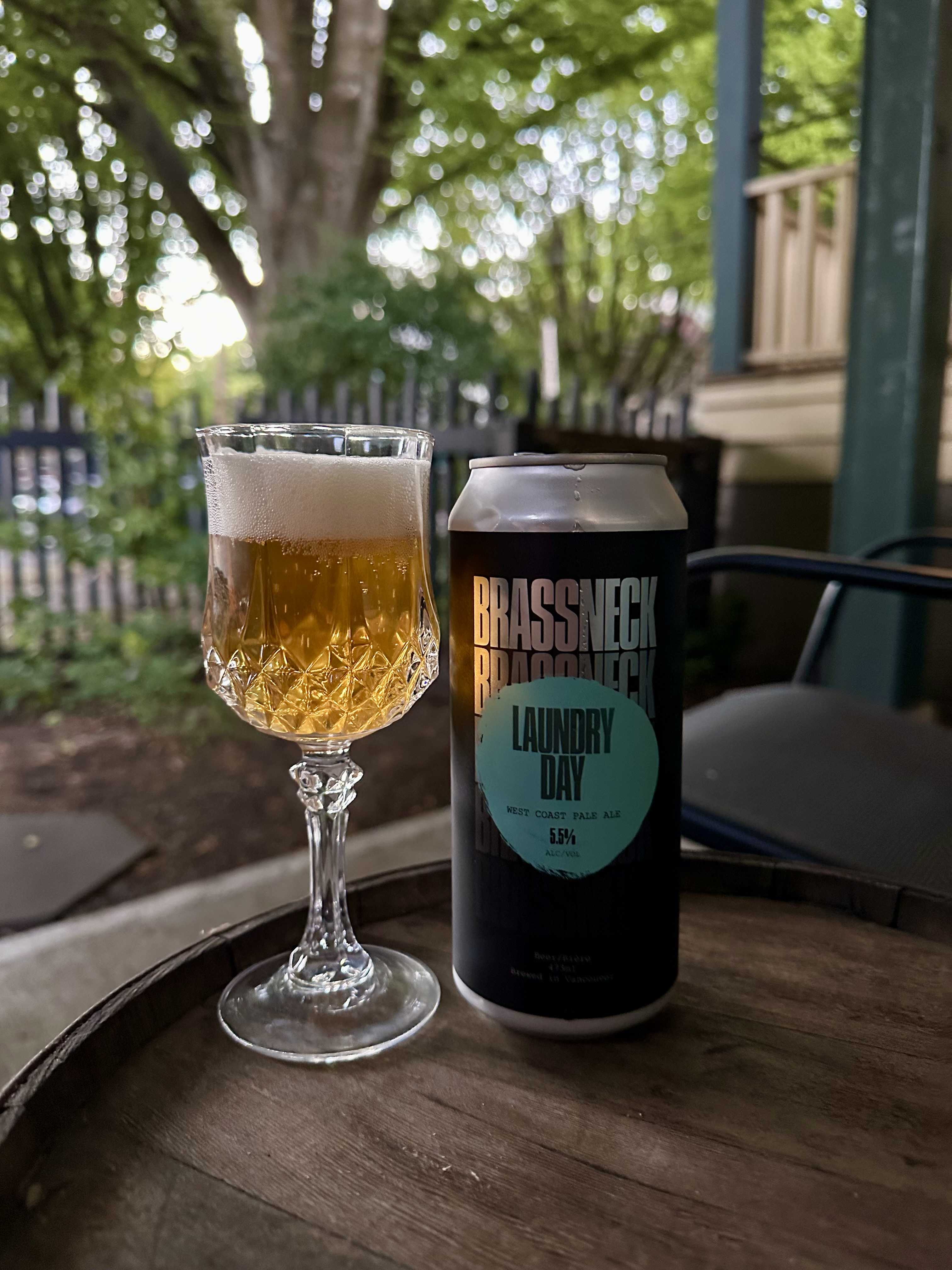 Enjoying craft beer on my Vancouver rental's front porch