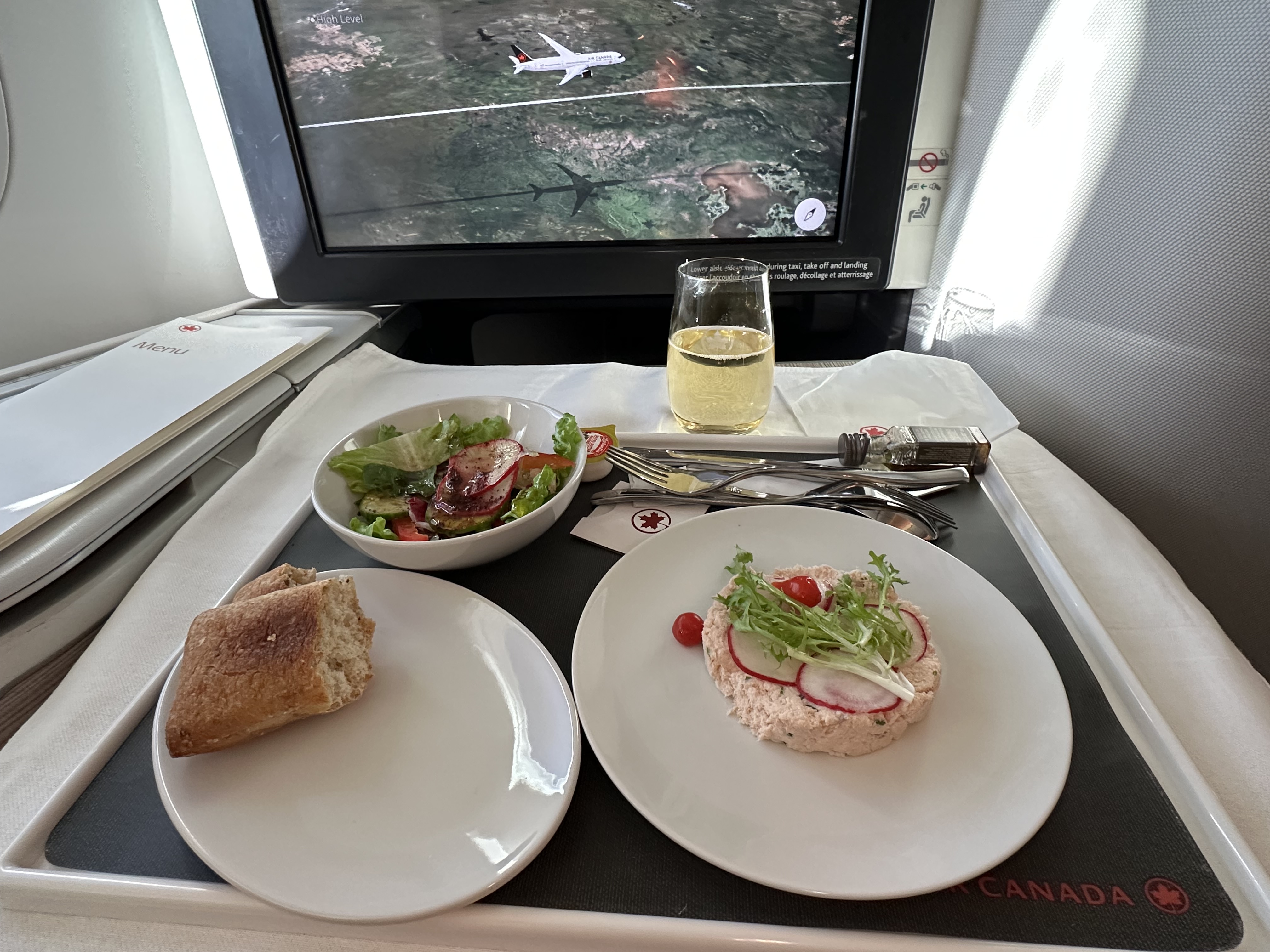 Enjoying our first class pod experience!